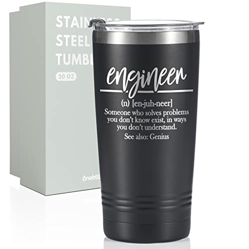 Onebttl Engineer Mug, Gifts for Engineer, Funny 20oz Stainless Steel Travel Coffee Tumbler Mug for Engineer, Black, Definition