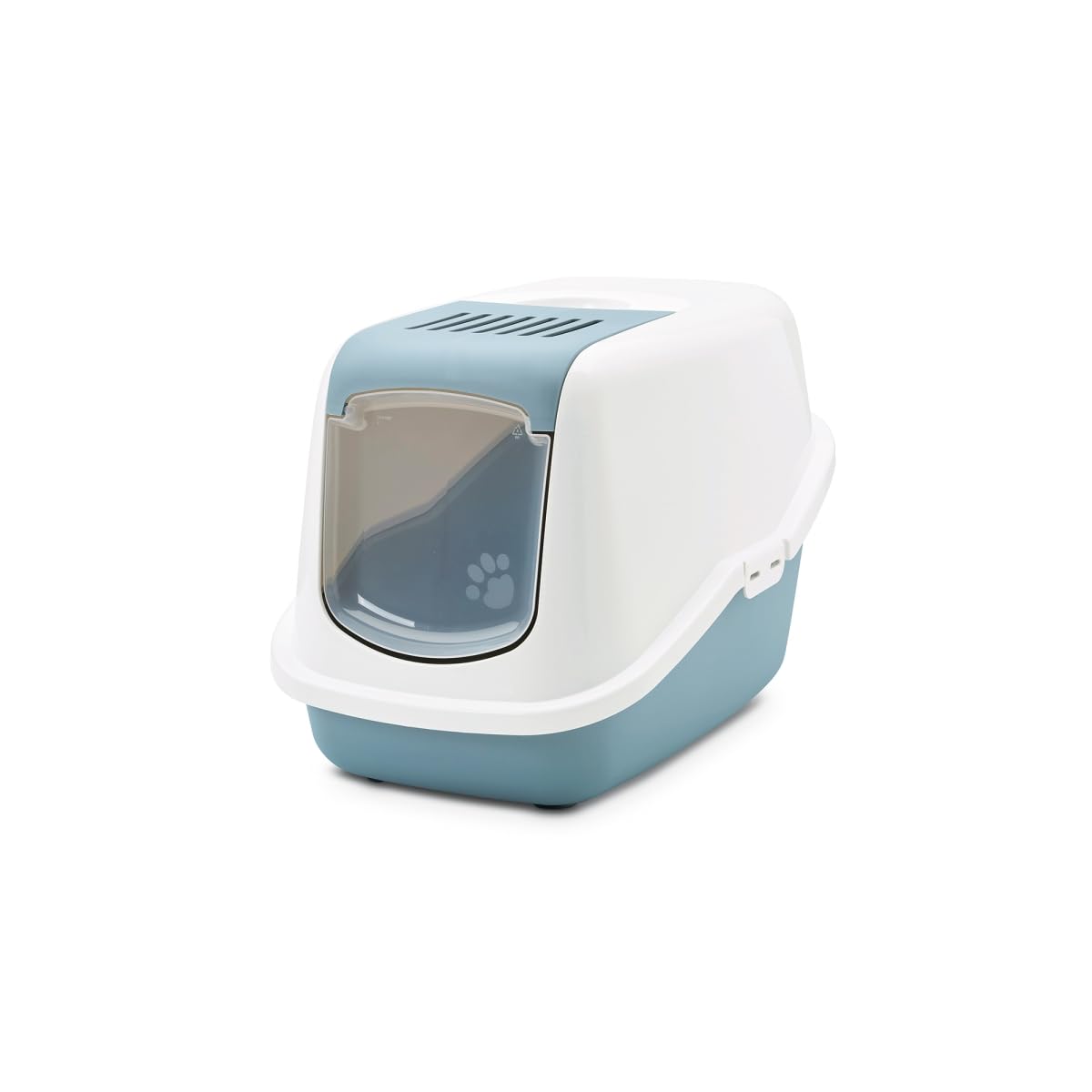 Savic cat litter tray Nestor - blue - closed - with lid - fold-down front - carbon filter - modern design - 56x39x38.5 cm