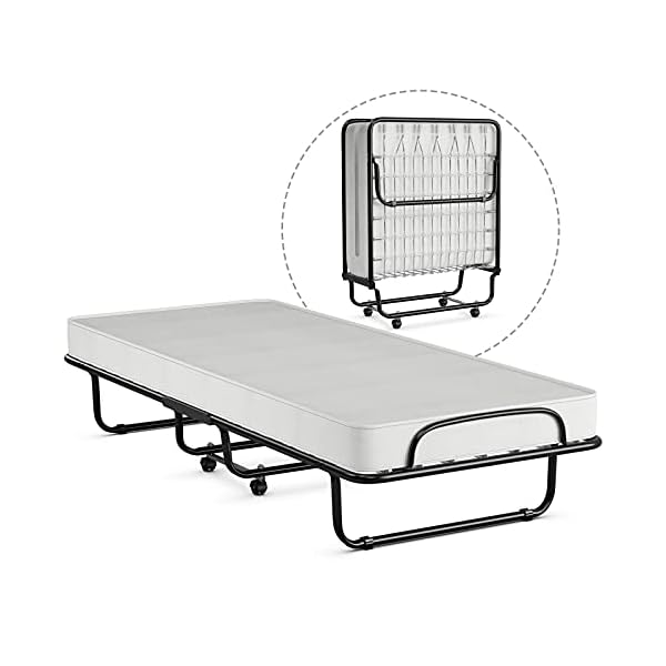 Xu Yuan Jia-Shop Rollaway Bed Folding Metal Bed Cot-Size Folding Bed with Wheels, 75”x 31" - Image 5