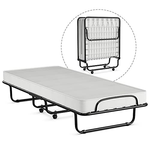 Folding Bed Rollaway Bed Folding Metal Bed Cot-size vouwbed met wielen, 75"x 31" Heavy Duty Guest Bed - Afbeelding 5