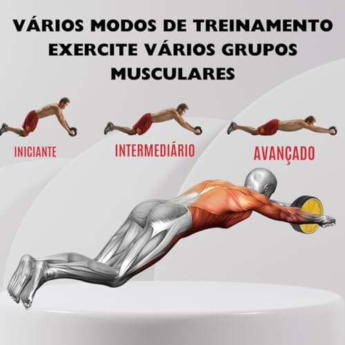 Roda Abdominal para Exercícios Fortalecimento do Core Lombar Abdômen Rolo Fitness Treino em Casa com