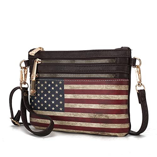 Image of J'OMOR BY MIA Crossbody Bag for Women, American Flag Shoulder Bag, Vegan Leather Wristlet Bag Handbag Purse