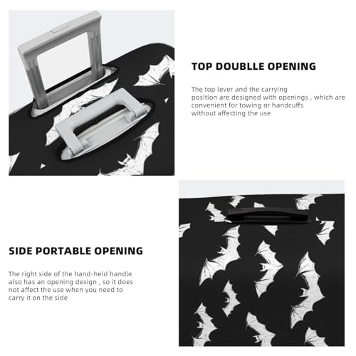 Luggage Cover Protector - White Cool Bat Print Suitcase Covers for Luggage Fit 18-21 Inch Suitcase4