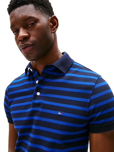Image of Tommy Hilfiger Men's Short Sleeve Polo Shirts in Slim Fit with Stretch and Organic Pique Cotton