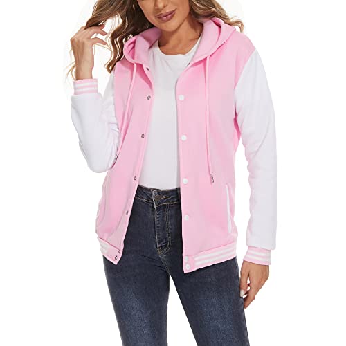 Womens Baseball Jacket Varsity Uniform Casual Loose Cardigan Unisex Adult Long Sleeve Warm Sports Jacket