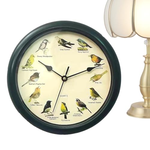 Reloj de pared artístico, reloj de cuco para arte de pared - Reloj de cuco dinámico y silencioso - Decoración de pared resistente con reloj de pájaros con tema de pájaros al aire libre para familiares