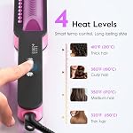 slopehill Steam Hair Straightener Brush – Ionic Steam Straightening Brush for Smooth, Dual Voltage, Fast Heating, 4 Temperature, Scald-Proof Design