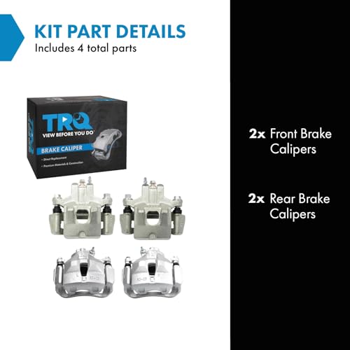 Image of TRQ Front and Rear Brake Caliper Set Zinc Coated Brackets Compatible with 2006-2007 Toyota Avalon 2005-2006 Camry 2004-2008 Solara