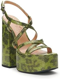 Jessica Simpson Women's Salih Block Heel Platform Sandal Wedge, Green, 8 | Image 6