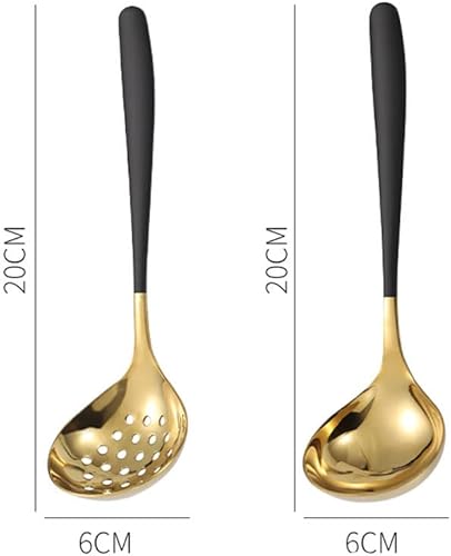 Miniatura 7 de MBBITL Cucharón de sopa Skimmer Cuchara Set Grande 2.9 Pulgadas Tazón Mango Largo Colador Colador De Acero Inoxidable Servidor De Olla Caliente - Oro