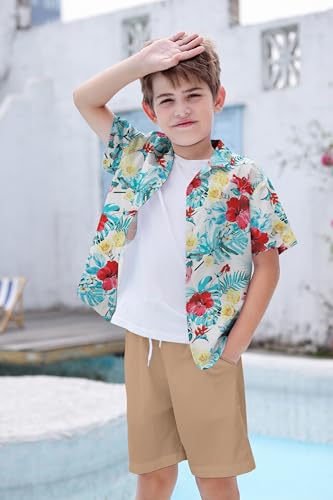 Image of Cromoncent Matching Hawaiian Outfits for Family, Dad and Son Matching Luau Beach Tropical Shirts Mommy Daughter Tropical Sets