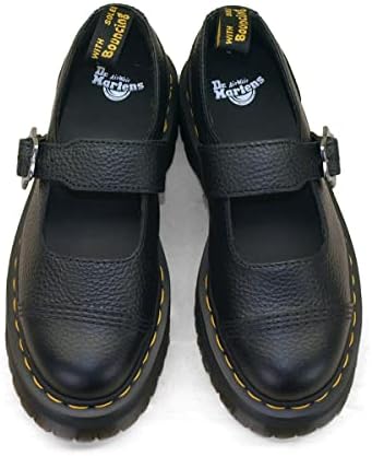 Dr. Martens Women's Addina Flower Mary Jane Flat, Black Milled Nappa, 6 | Image 1