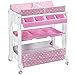 COSTWAY Cambiador de Pañales Estante para Bebé Organizador Cambiador Vestidor Bañera con Bandeja (Rosa)