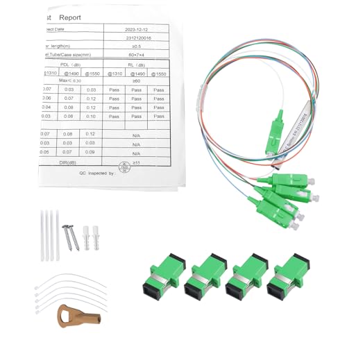 Fyboptwu - 4 Core Fiber Optical Terminal Box Fiber Optic Distribution Enclosure FTTH Fiber Optic Accessories 8.08 x 5.31 x 1.57inch (with 1pc 1 to 4 SC/APC Steel Tube PLC Splitter and adapters