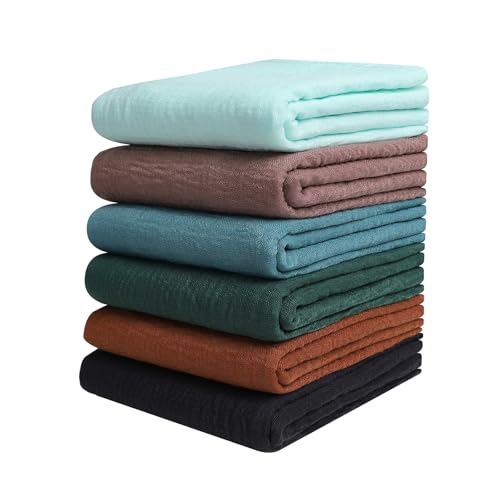 Febfim 6PCS Women Soft Cotton Linen Crinkle Scarves Shawl Fashion Muslin Ladies Priceable Hijab Head Scarf (Color 3)