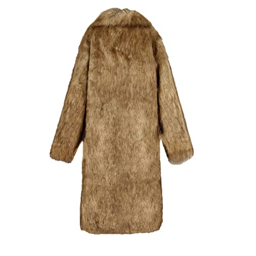 Lisa Colly Men's Fluffy Faux Fur Coat Winter Long Jacket Overcoat Parka Outwear4