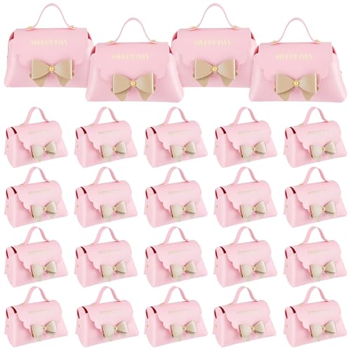 Pochettes Cadeaux en Cuir PU de Haute Qualité Rose avec Noeud