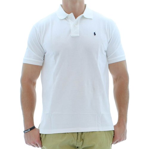 Polo Ralph Lauren Classic Fit Mesh Pony Logo Polo Shirt (X-Large, White)