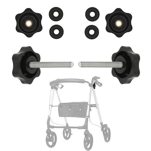 2 Pack Rollator Walker Replacement Knob Replacement Arm Adjustment Knobs for Rollator Walker Parts Rollator Parts Knobs with M6 Track Bolts