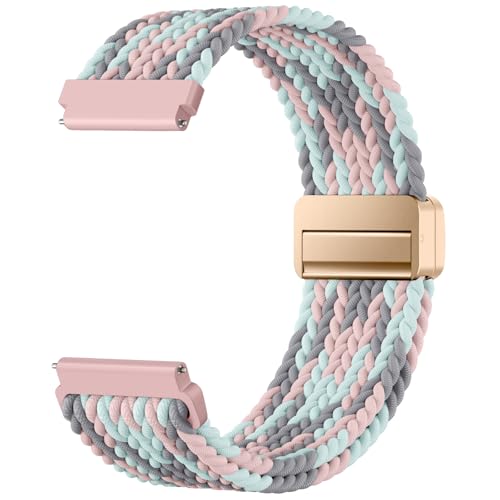 Mastten correa magnética elástica de tela para Samsung Galaxy Watch 7, Garmin Vivoactive 4s y Galaxy Watch 3, correas deportivas de nailon trenzado para mujeres