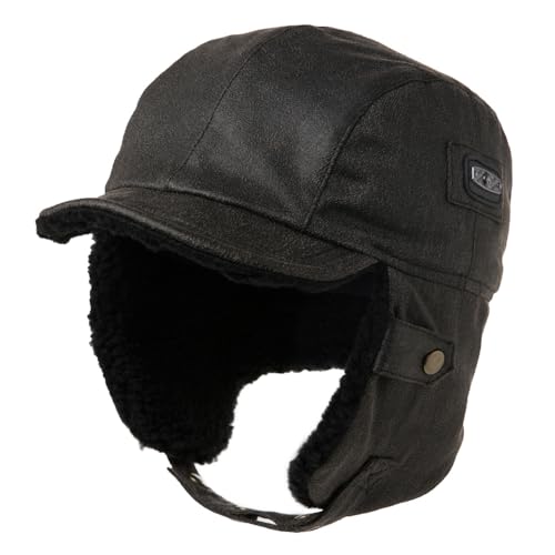 [TOP-EX] 防寒帽子 パイロットキャップ フライトキャップ 飛行帽 ロシア帽子 耳当て 保温 防水 男女兼用 雪遊び スノーボード 自転車 アウトドア 登山 秋冬 大きいサイズ ((ブラック XLサイズ)