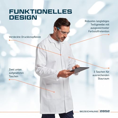 Portwest Standard Berufskittel, Größe: 5XL, Farbe: Weiß, 2852WHR5XL