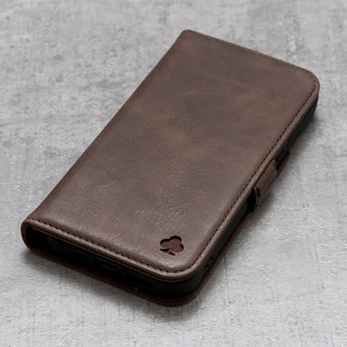 Porter Riley - Skórzane etui do Samsung Galaxy S24 Plus. Wysokiej jakości etui z prawdziwej skóry z podstawką / portfel / pokrowiec (czekoladowy brąz)