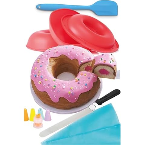 OMG Giant Donut Baking Kit, Baking Accessories, Large, Donut Mold, Adults &, Kids Baking Kit, Nonstick, Silicone Donut Molds, Baking Kit, with, Decorating Supplies, Bake Gift Set Cover