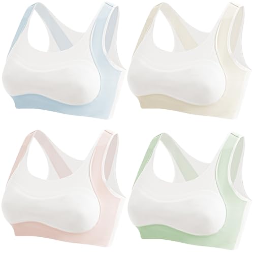 FEOYA Girls Seamless Comfort Bras Breathable Soft Everyday Wear Solid Color No Padding Support Cami Bralette