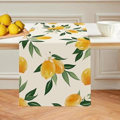Bonhause Lemon Table Runner for Summer Decor Cover