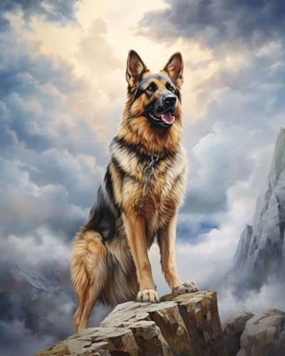 Cross-Stitch Stamped Kits, Precious German Shepherd Dog, Needlepoint Counted Cross Kits for Beginners, Embroidery Kits Arts and Crafts for Home Decor(11CT No Frame,16x20 inch)