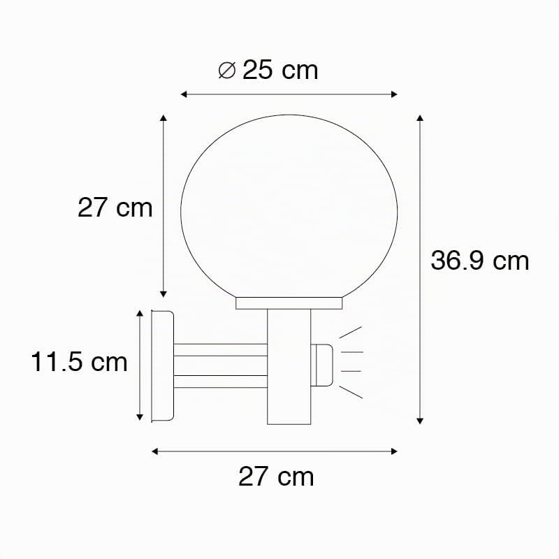 Qazqa Modern außen Wandleuchte, Außenlampe mit Bewegungssensor, Wandlampe für den Garten - Sfera - Silber Farbe, max. 60W, Geeignet für LED, 27cm, IP44
