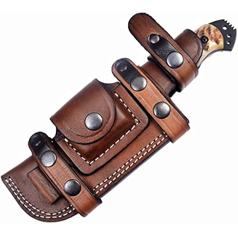 Ottoza Hunting Knife with Sheath - Ram Horn Handle, 1095 High Carbon Steel Knife, Outdoor Knife Survival Knife Camping Knife Bushcraft Knife Tactical Knife, Fixed Blade Hunting Knives for Men Horizontal Carry Knife Sheath 353 Cover