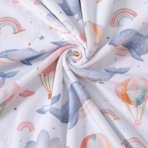 Image of Baby Nursery Bed Blankets Ultra Soft Double Layer Mini Blanket Minky Blanket Receiving Blankets Shower Gifts(Whale,45 * 60in)