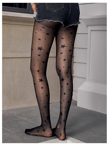 Verdusa Women's Pattern Mesh Fishnet Tights High Waist Sheer Stockings Pantyhose2