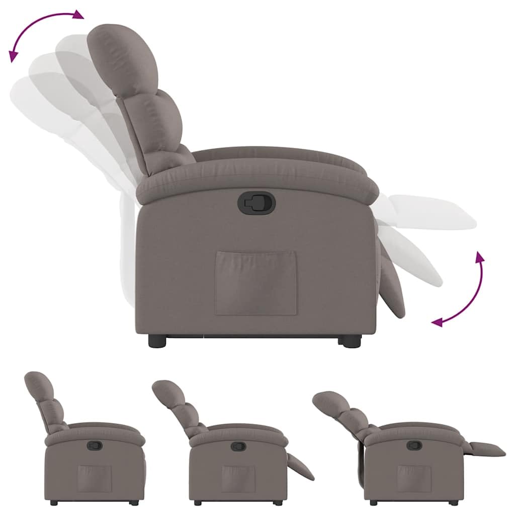 Sillón elevador reclinable de tela, con motor eléctrico y función de elevación manual para máxima comodidad y soporte postural
