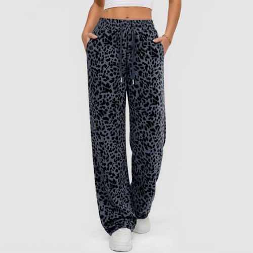 Leopard Cheetah Sweatpants Womens Fall Wide Leg Baggy Trackpants Y2k - image 2