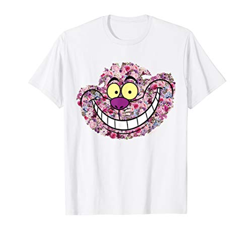 Disney Alice In Wonderland Cheshire Cat Floral Big Face T-Shirt