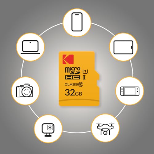 Image of Kodak 32GB 10-Pack MicroSDHC Card, Class 10 UHS-I U1, with Adapter 10x Write Speed (10-Pack)