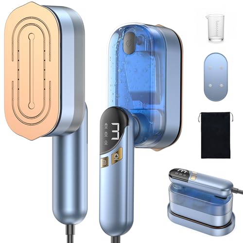 Image of LOXP 2-in-1 Steamer Iron for Clothes, 1000W, 9s Fast Heat-Up, 120V | Travel Steamer with Ceramic Soleplate, Leak-Proof 170mL Tank, Self-Clean, Portable Wrinkle Remover for Home & Travel, Blue