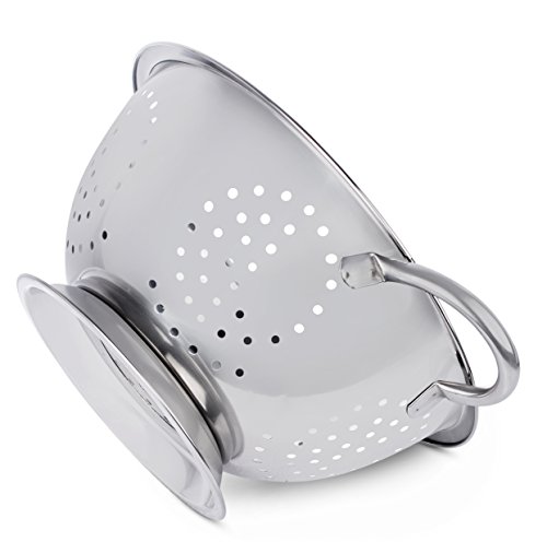 Birdrock Home Round Stainless Steel Colander - Self Draining Pasta Bowl - Kitchen Food Washing Strainer - Wide Grip Handles - Large #TOP1