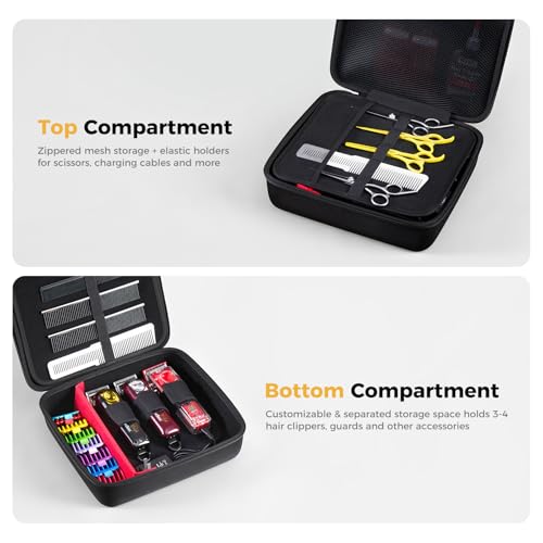 ProCase Friseurtasche Ölbeständige Tragetasche für 3-4 Haarschneider Scheren und Zubehör, Friseur Werkzeugtasche Trimmer Organizer Tasche Aufbewahrungsbox für Friseur Zubehör Friseurbedarf -Schwarz