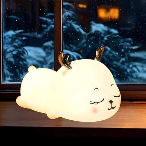 Image of Deer Night lamp for Kids, Silicone Lamp, Cute Night Lamp, Valentine Gift for Girlfriend, Birthday Gifts (Deer Lamp)