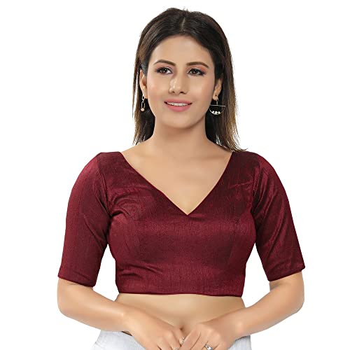 Image of Vamas Women's Silk Padded Self Design Half Sleeve Readymade Saree Blouse (VFJ-140)
