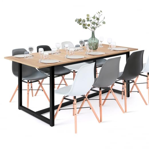 IDMarket – Mesa de comedor extensible rectangular Detroit 6-10 pe...