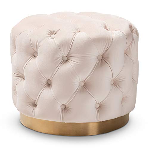 Baxton Studio Light Beige/Gold Ottoman