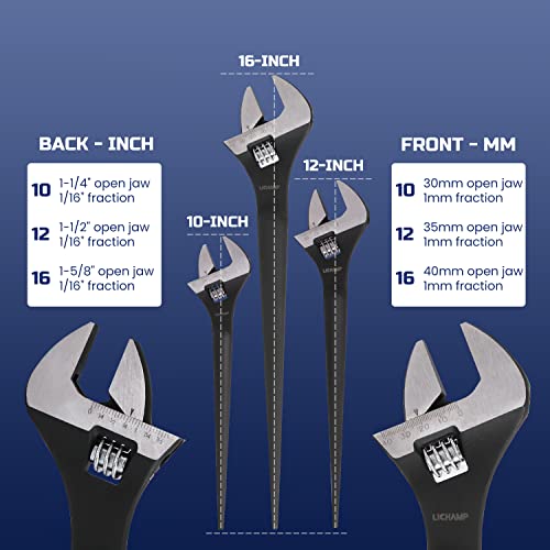 Lichamp 3-Pack Adjustable Construction Spud Wrench Set 10 12 16 Inches #TOP4