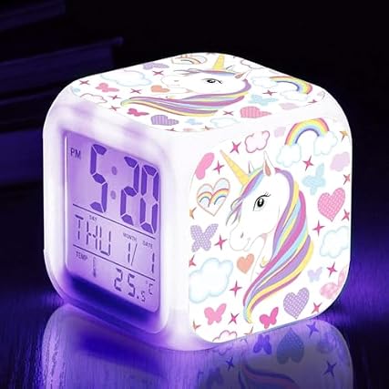 Kids Alarm Clocks, Cute Unicorn Night Light Kids Alarm Clocks with 4 Sided Unicorn Pattern& 9 Kinds photo Kids Alarm Clocks, Cute Unicorn Night Light Kids Alarm Clocks with 4 Sided Unicorn Pattern& 9 Kinds