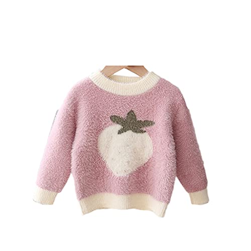 Girls Sweater Knitting Cardigan Knit Autumn Sweater Toddler Girls Christmas Toddler Strawberry Knitwear Sweater Pink 4T