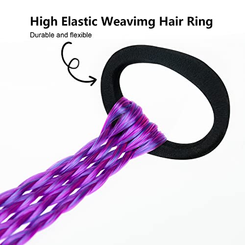 10 Pcs Colored Braids Girl Hair Extension Accessories With Rubber Bands Rainbow Braided Synthetic Hairpieces Ponytail Hair Accessories Women Kids Girls Party Highlights Cosplay Dress Up Dress Beautification Hair Accessories #TOP4